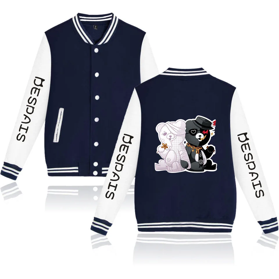 

Cosplay Bomber Jackets Clothes Danganronpa Monokuma Baseball Jacket Outerwear black white bear Men Hoodies Girl Sweatshirts