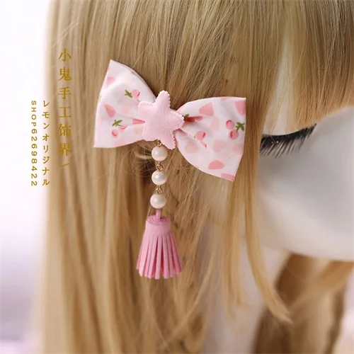 Серый Японское кимоно Вишневый кружевной бант Kawaii Кролик ободок для головы наголовный обруч Милые Женские Розовые заколки с орнаментом аксессуары для волос - Цвет: Серый