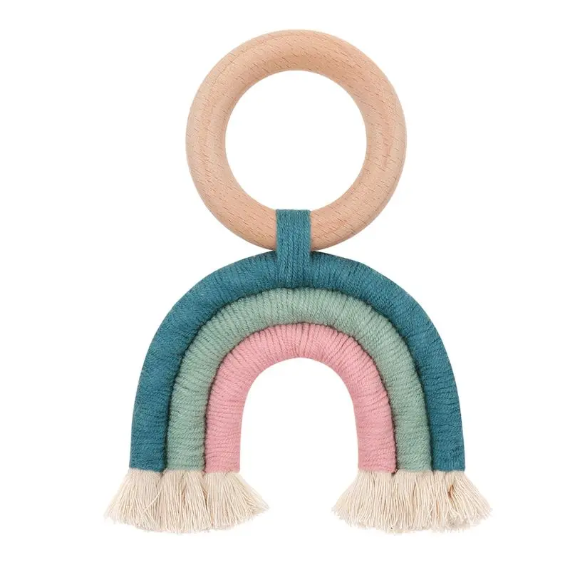 

Christmas Baby Rainbow Teething Ring Safety Wooden Teether Baby Care Shower Gift Dropship