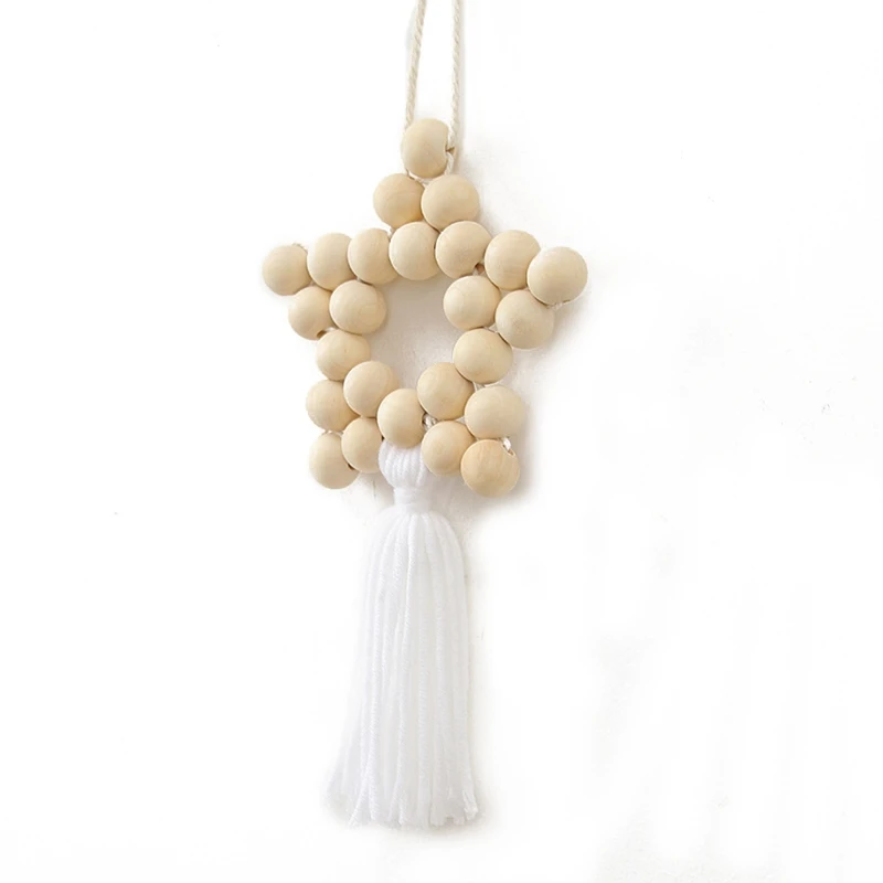 Настенное украшение в скандинавском стиле форме звезды деревянные бусины