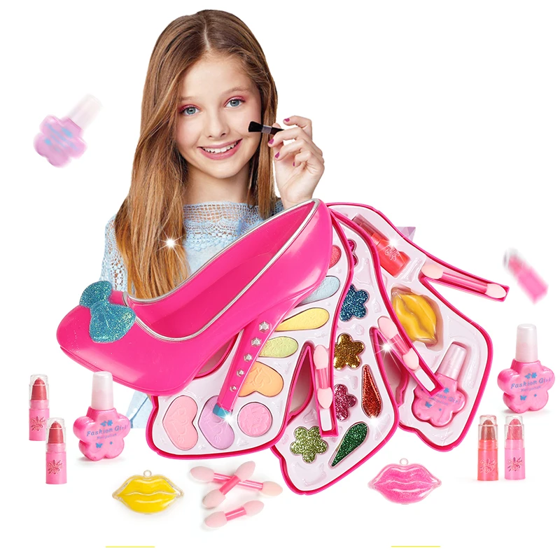 

Kids Makeup Set Baby Cosmetics For Girl Toys Cute High heel styling Pretend Play Make up Toys For Girl Birthday Christmas Gifts
