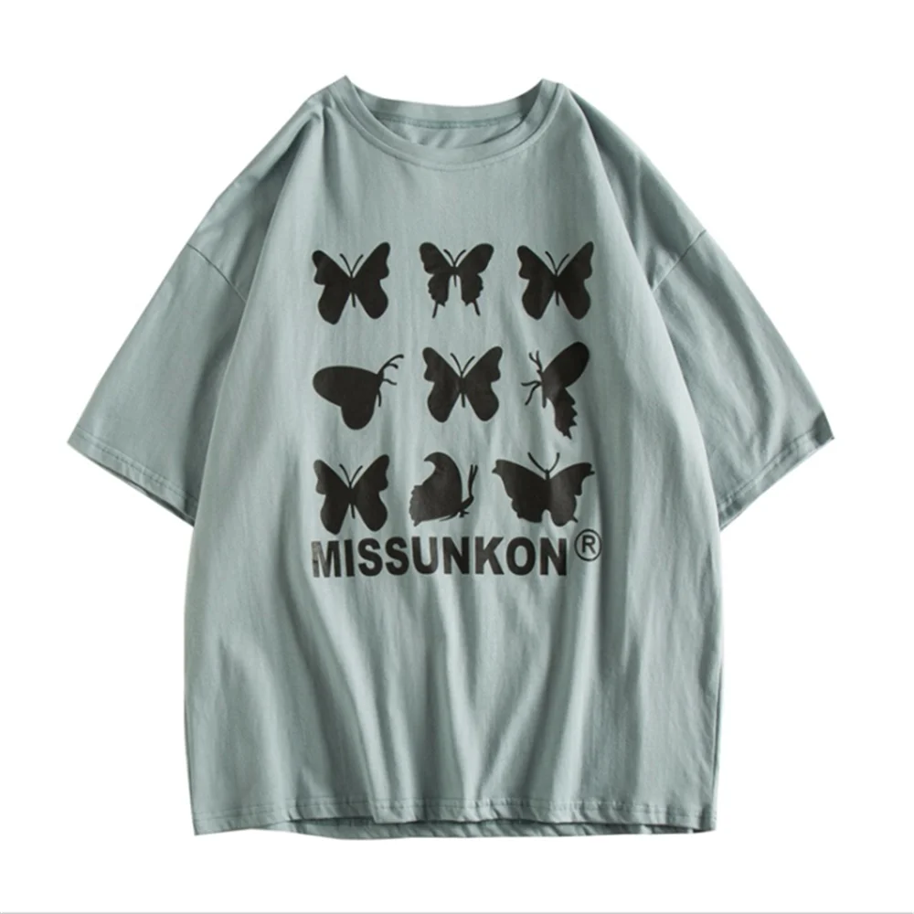 

Hip Hop Summer Men Clothing Short Sleeve Butterfly Printed Tshirts For Male 2020 New Fashion Casual Outwear Man Loose Streetwear