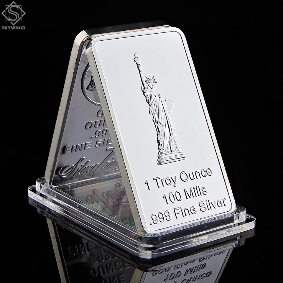 

USA Eagle Statue of Liberty Commemorative Coins United State Rectangle Silver Souvenir Medallion Token Bar