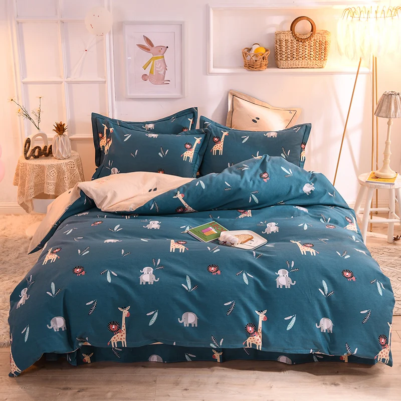 Пододеяльник из чистого хлопка простыня с наволочками рисунком животных фруктов