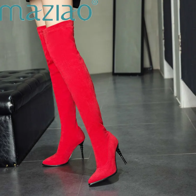 Новые пикантные ботфорты в необычном стиле без шнуровки с острым носком на