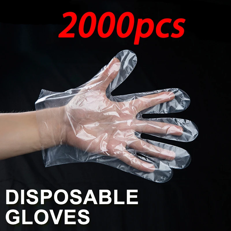 

2000 pcs Disposable Gloves One-off Plastic Gloves Restaurant BBQ Transparent Eco-friendly PE Gloves Kitchen Garden Accessories
