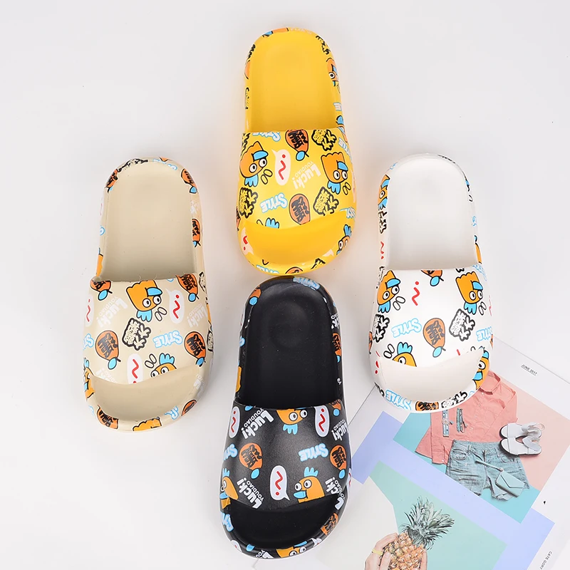 

Summers Casual Slippers Men's Fashion New Style Breathable Non-slip Outdoor Beach Women's Shoes Graffiti Black Yellow Increased