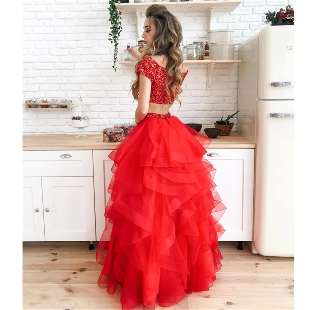 Платье для выпускного YUNUO из двух частей ТРАПЕЦИЕВИДНОЕ элегантное вечернее