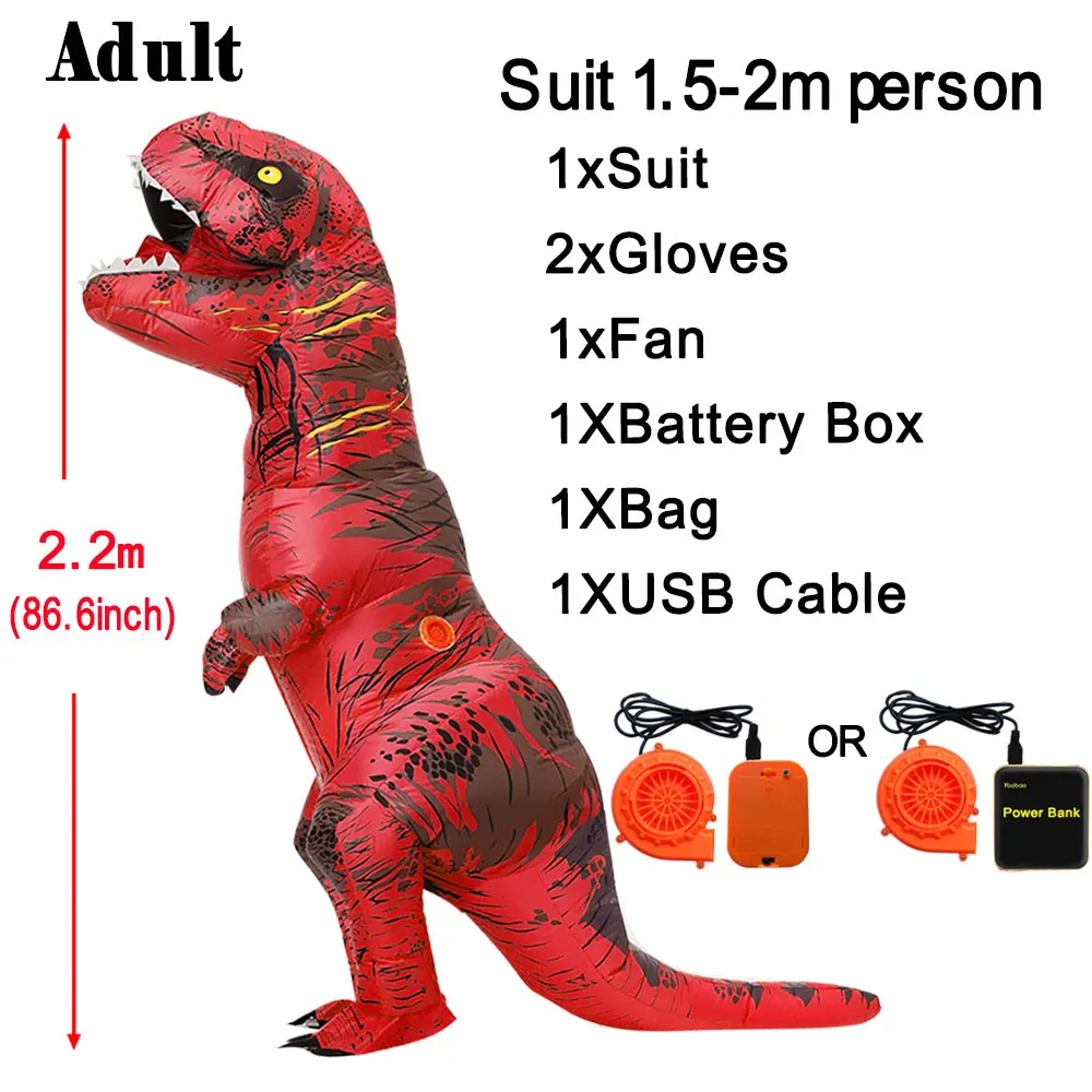 Надувные костюмы динозавра T-rex Косплей Аниме Blowup Хэллоуин костюм для женщин мужчин детей взрослых детей талисман - Цвет: 1012-red adult