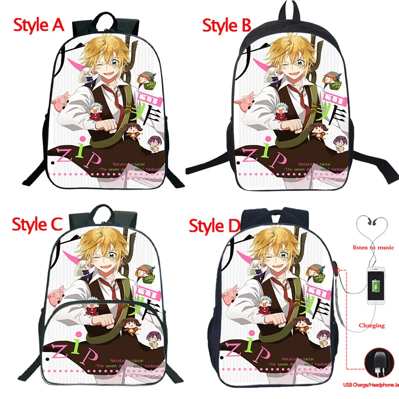 Рюкзак высокого качества The Seven Deadly Sins, рюкзак с USB зарядкой, школьные сумки для студентов, модный школьный рюкзак