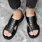 Сандалии мужские пляжные, натуральная кожа, без застежки, летние