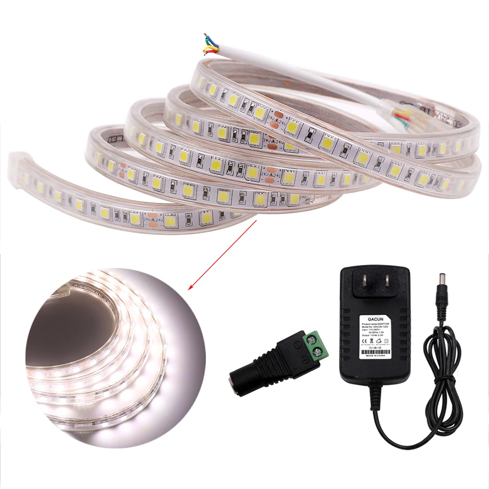 12V 24V Светодиодные ленты SMD5050 60 Светодиодный s/m лампа в виде IP67 водонепроницаемая