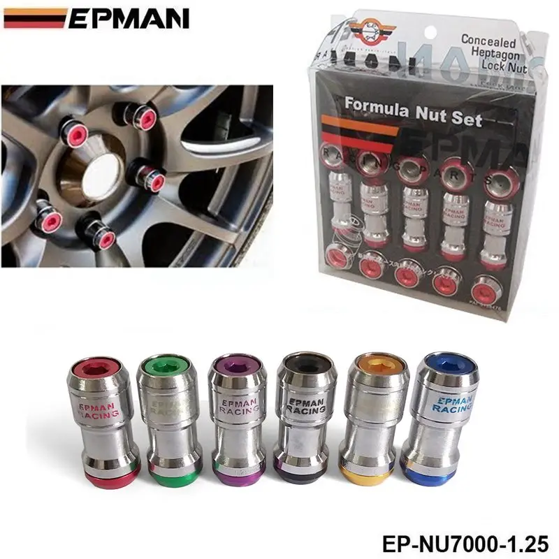 EPMAN أصيل الجوزة RIM سباق العروة عجلة المكسرات برغي M12 x P1.25/ M12 x P1.5 20 قطعة سيارة لتويوتا EP-NU7000