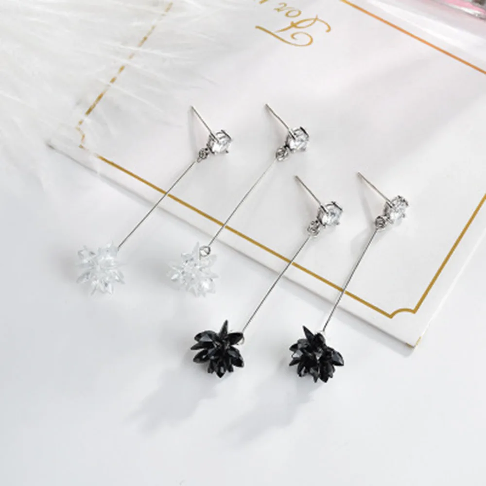 Женские серьги подвески с кристаллом из циркония в форме цветка мороза 1