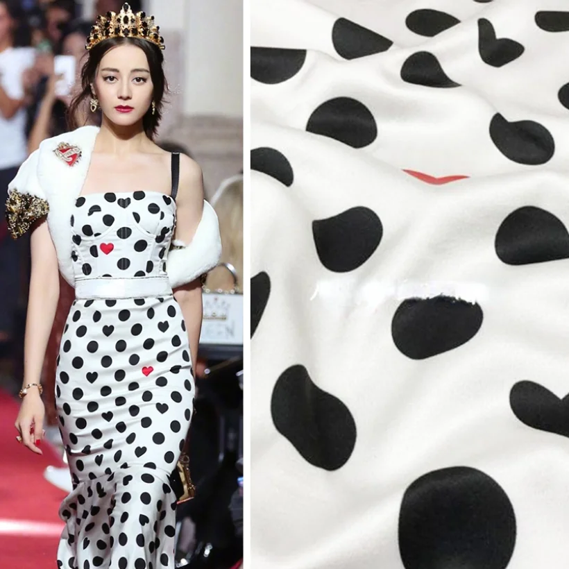 

Italian Luxury Brand 100% Polyester Fabric Wave Dot Printed Shirt Fabrics for Dress Sewing Cloth by the Meter Italian Luxury Br