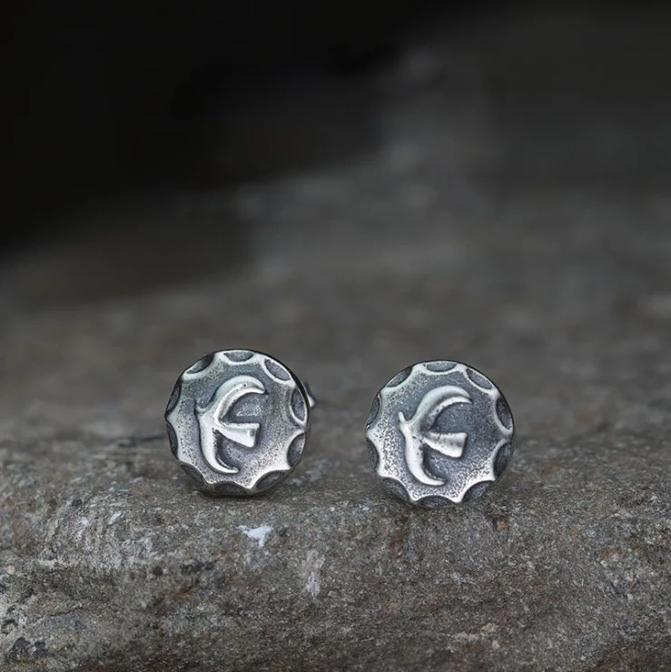 

Women Men's Fashion Stud Earrings Silver Plated Round Shape Eagle Earrings Punk Style Biker Earrings Animal Hip Hop Jewelry