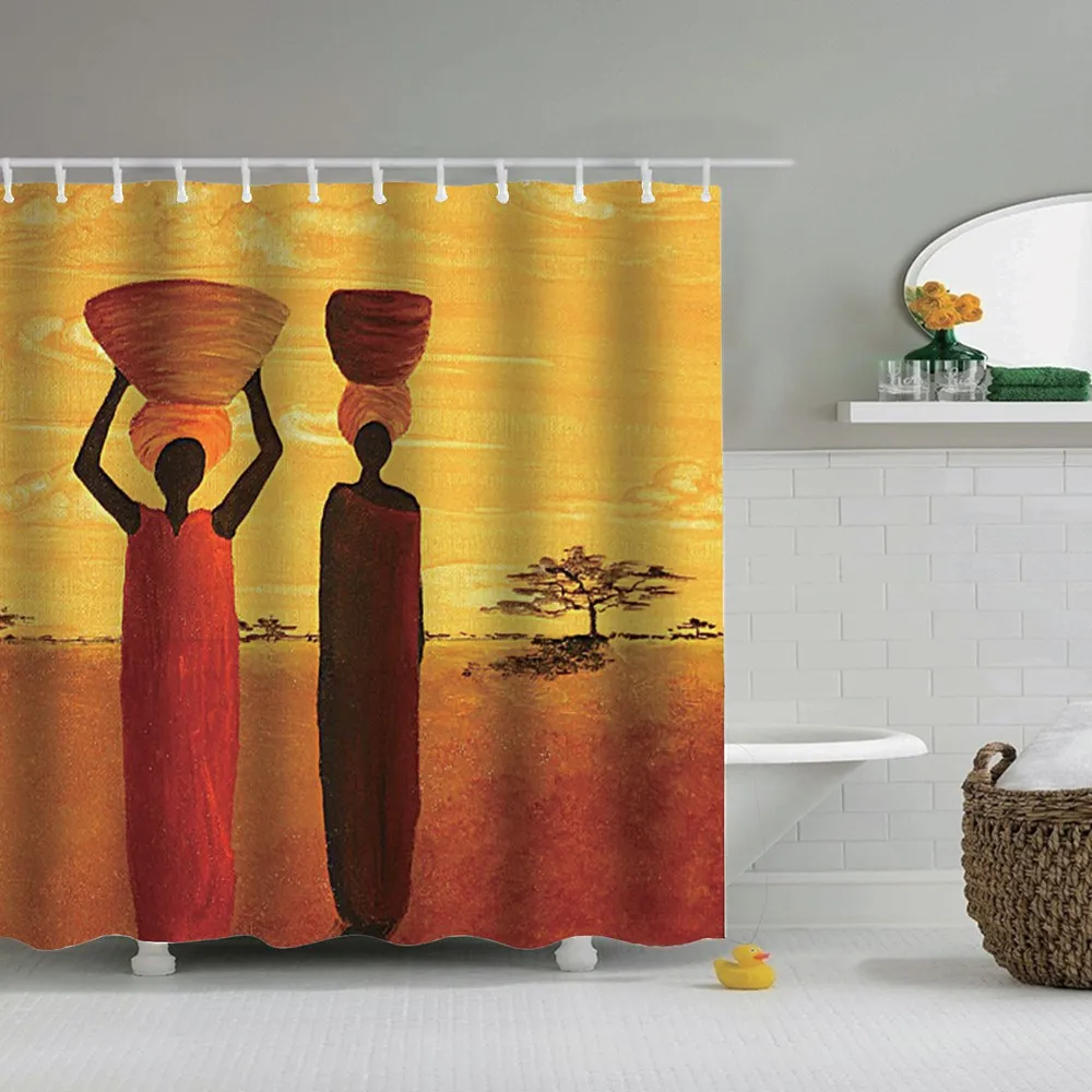 Занавеска для душа Dafield закат Африканские животные слон черные тени занавеска