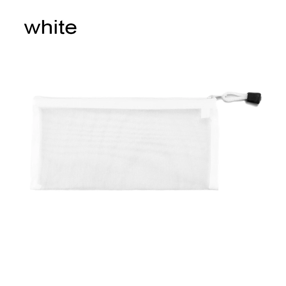 white Простая прозрачная Сетчатая Сумка для документов, прозрачные канцелярские принадлежности на молнии, нейлоновая сумка, чехол для карандашей, офисные, школьные принадлежности - Цвет: white