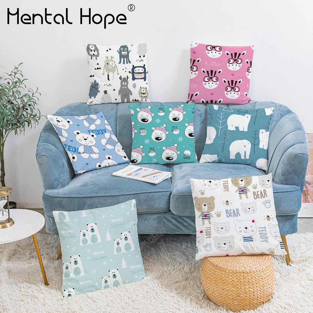 

Cat Dog Printed Plush Cushion Cover Cartoon Animal Pattern Decorative Throw Pillow Cover Home Decor Pillow Square Pillowcase