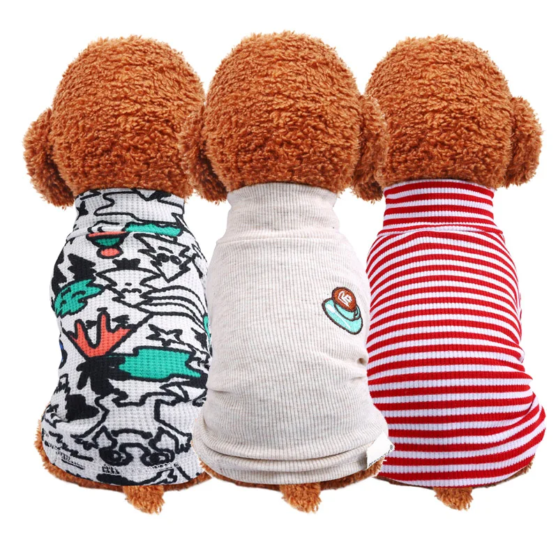 Модная полосатая футболка для собак свитер весенняя одежда собаки маленьких