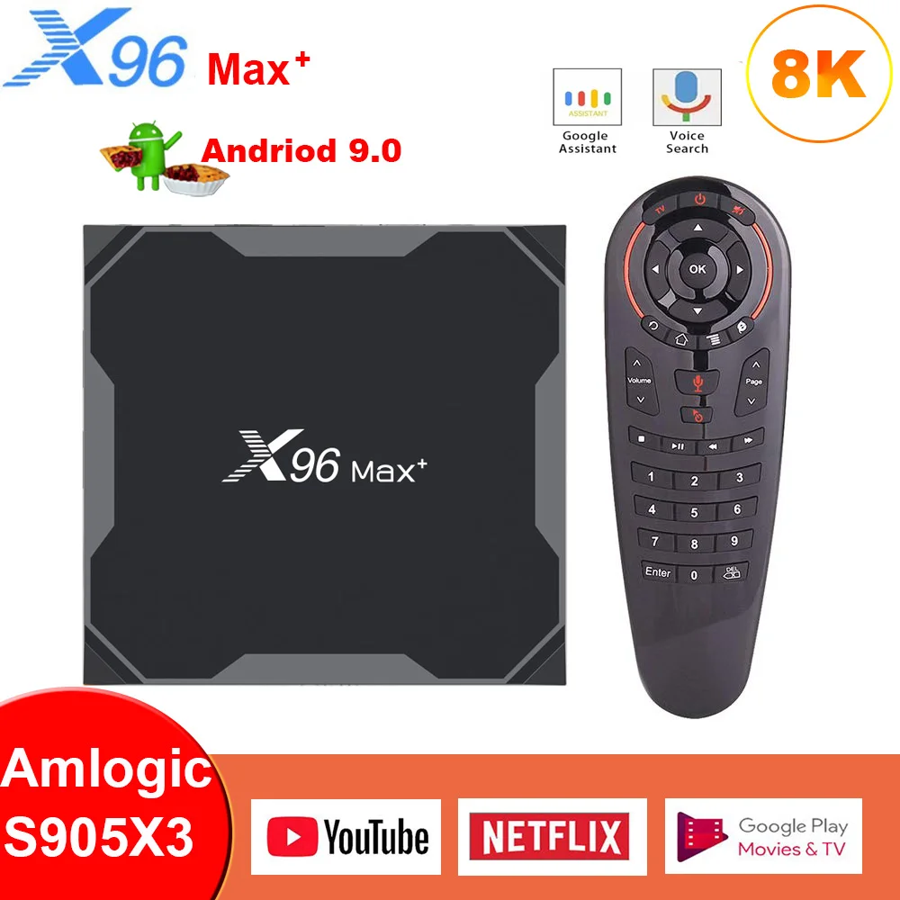 X96 max plus Smart TV Box Android 9 0 Amlogic S905X3 4 ГБ 32 64 Гб 8K 1080P HD медиаплеер двойной WIFI Netflix Google