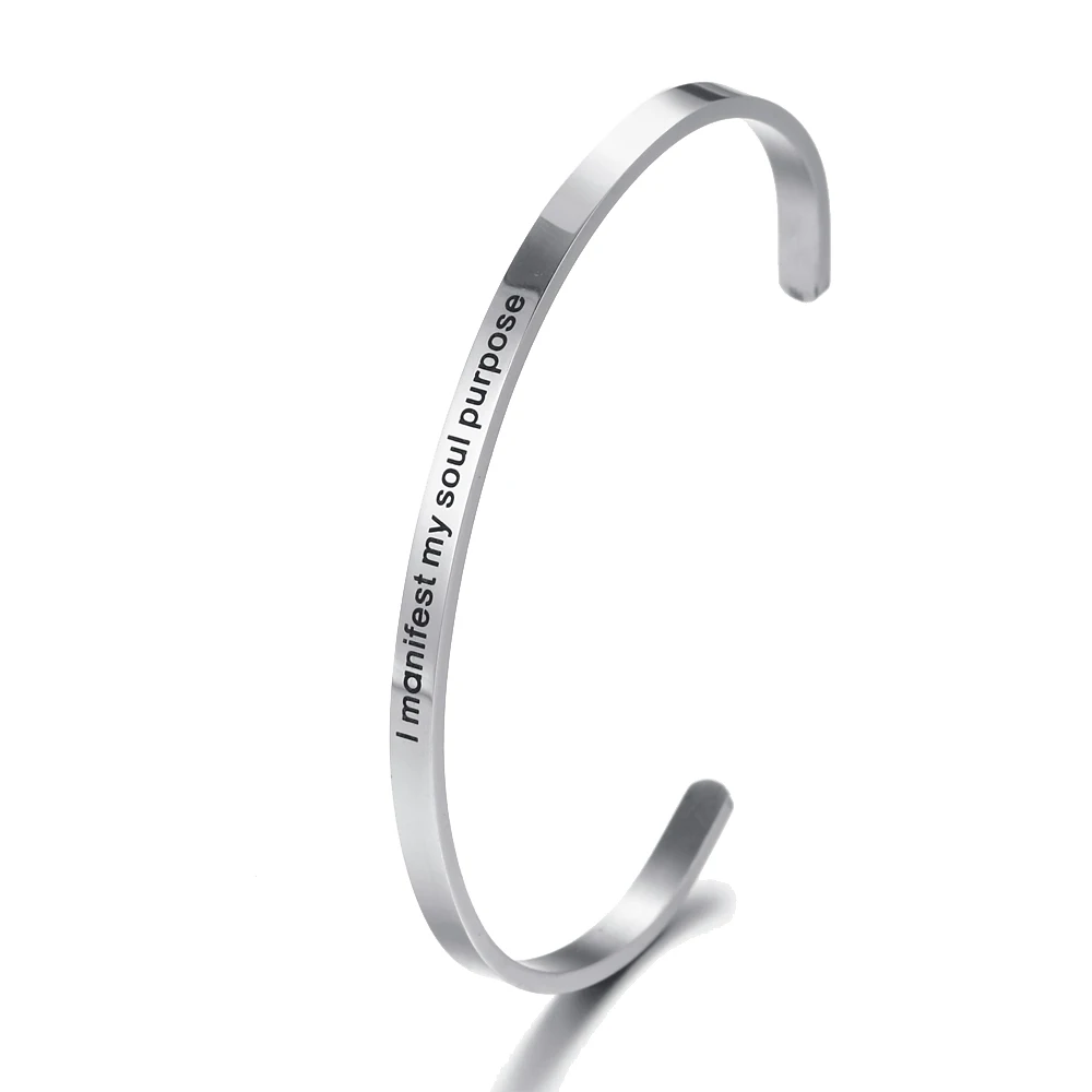 I MANIFEST MY SOUL назначение новые цитаты мантра браслеты из нержавеющей стали тонкий