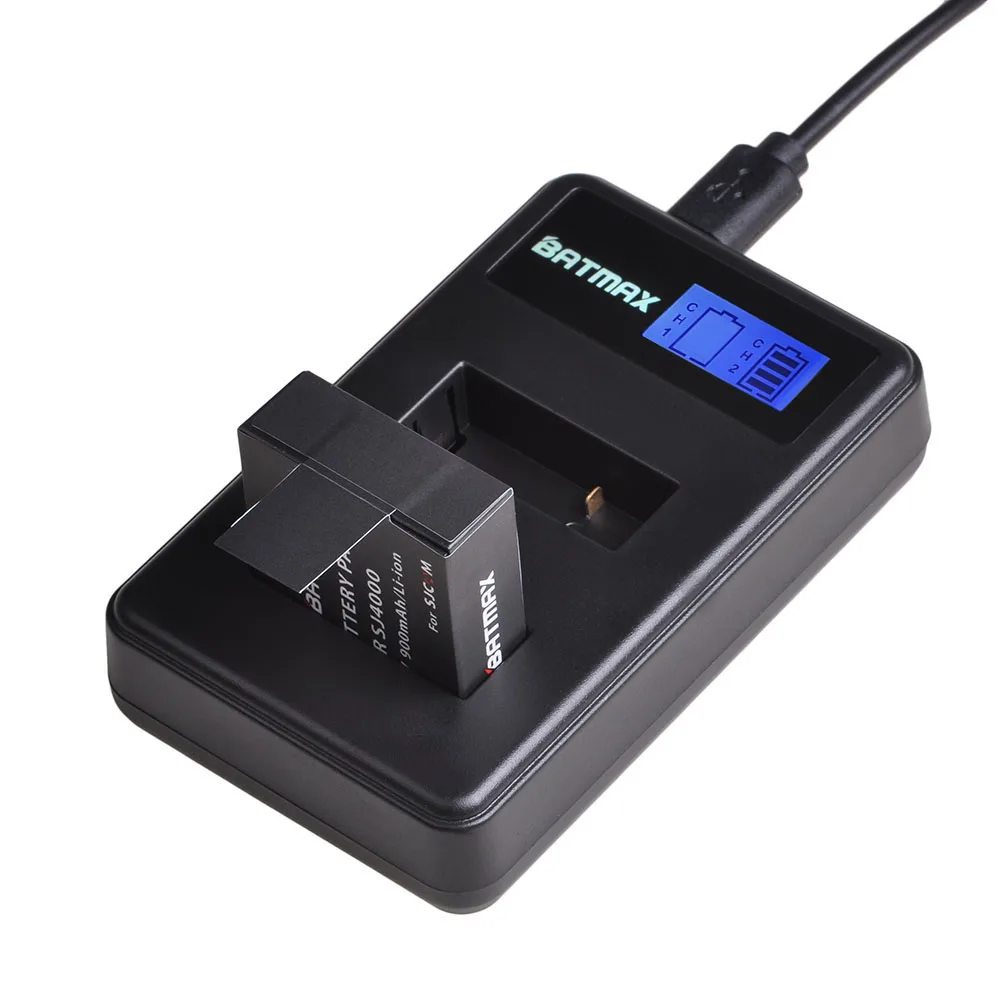 4 шт. SJCAM sj4000 Eken H9 батарея с ЖК-дисплеем и USB двойное зарядное устройство для sj5000 M10