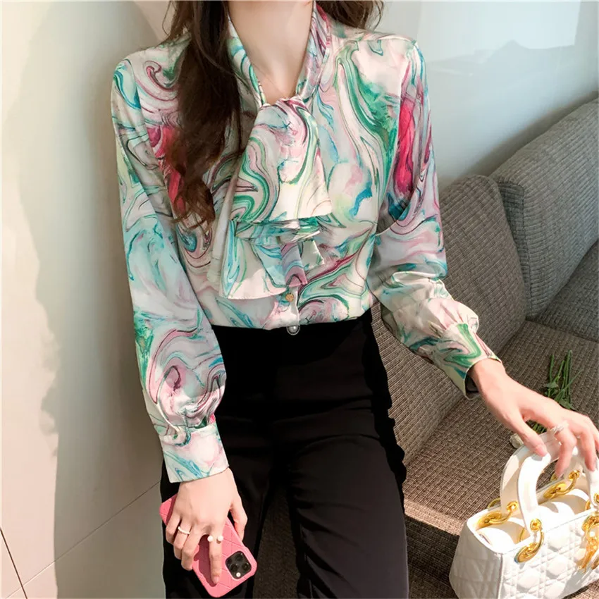 

Designer Runway Elegant Blouse Women Long Sleeve Casual Shirt Print Designer Brand Shirt Spring Autumn Blusa Mujer