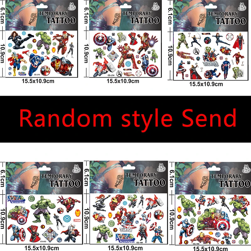 

Marvel Iron Man Tattoo Sticker Action Figure Disney Spider-Man Hulk Cartoon Kids Girls Christmas Birthday Gifts Child Toys 1PC