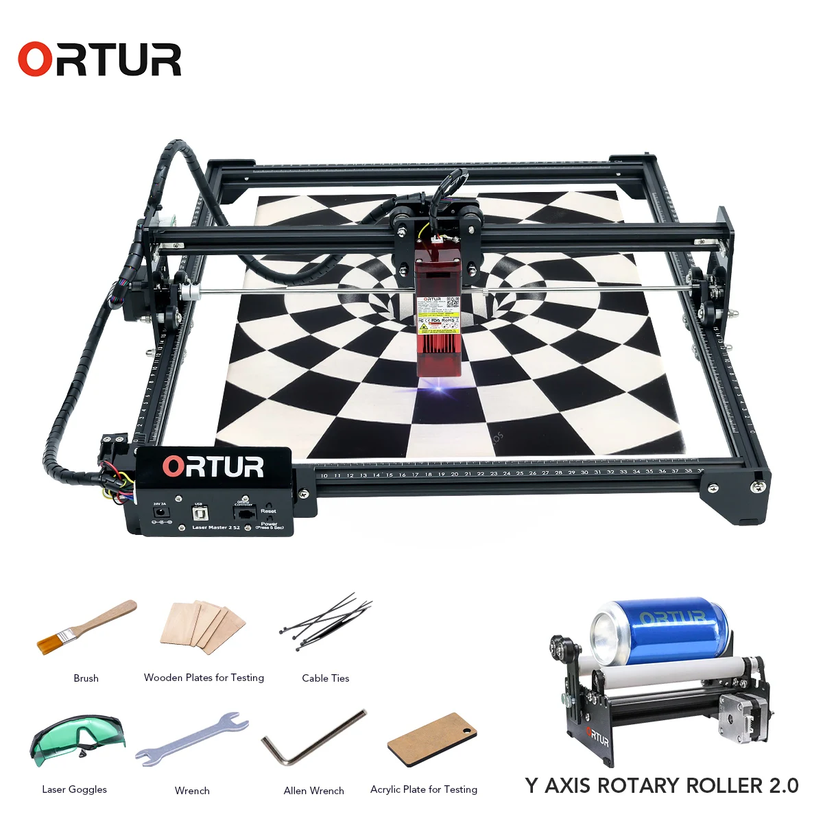 

Grawerka Do Metalu with Rotary Table Rotate Engraving Module Ortur Laser Engraver Upgraded Y Axis DIY for Column Cylinder