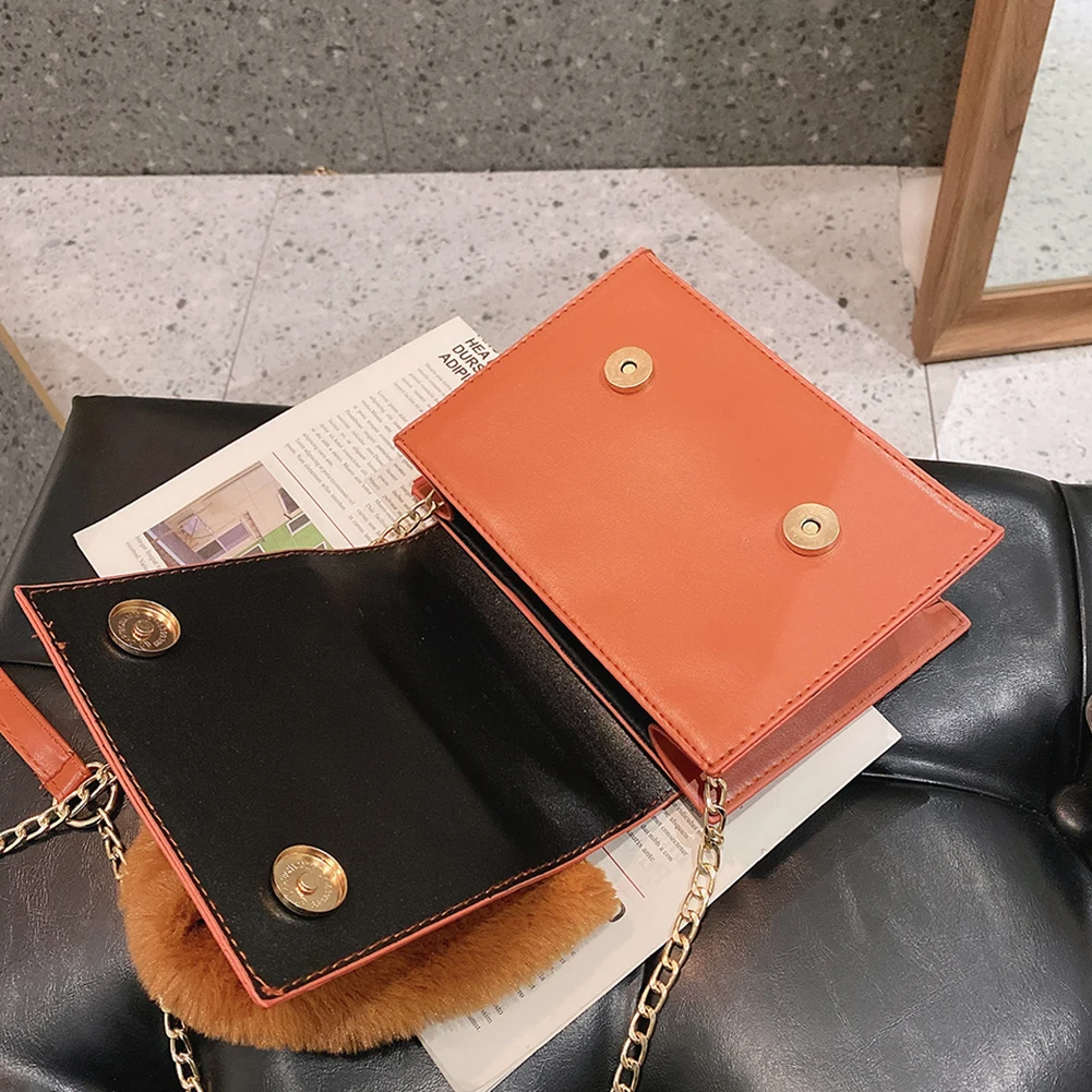 

Fashion Stone Pattern Shoulder Crossbody Bag Women PU Plush Handle Handbags Casual Solid Color Commuter Messenger Bags 2021 New