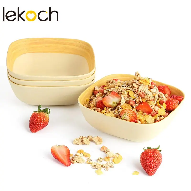 

LEKOCH Renewable Bamboo Tableware Dinnerware Set Wood grain Eco-friendly Children's Dinner SaladBowl Travel Dining Utensil