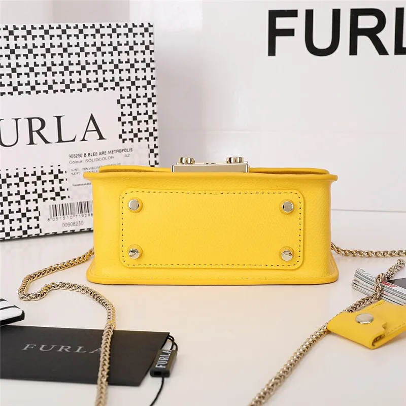 Оригинальные женские сумки FURLA, высококачественные женские сумки из меха желтого цвета, размер S 16,5 см x 12 см x 8 см