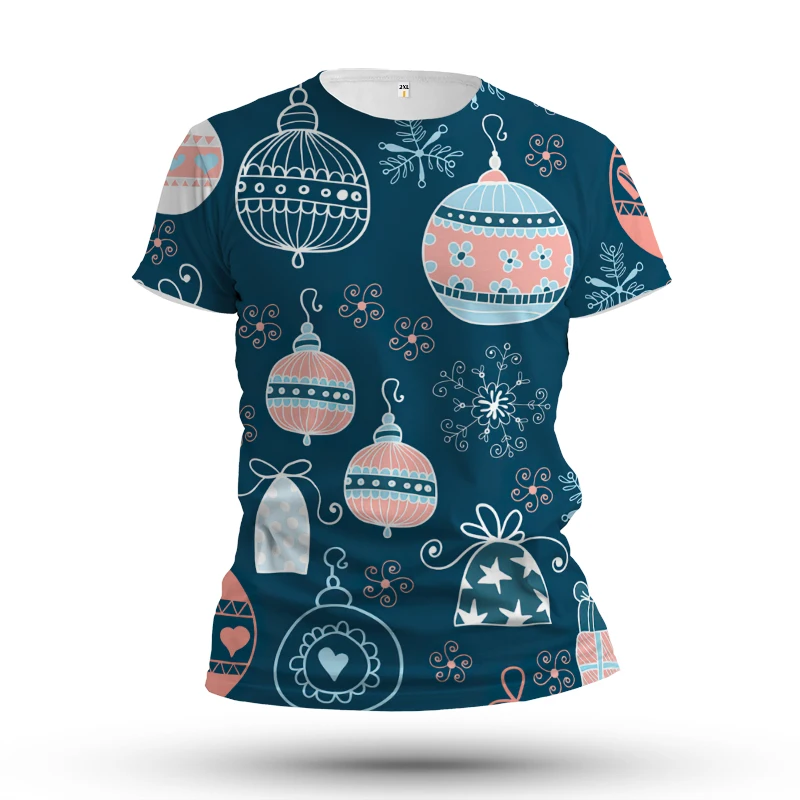 

Christmas Clothing 3D Printed T-shirt Men's Casual Short-sleeved Holiday Atmosphere Streetwear Neutral XL High-quality Fabric