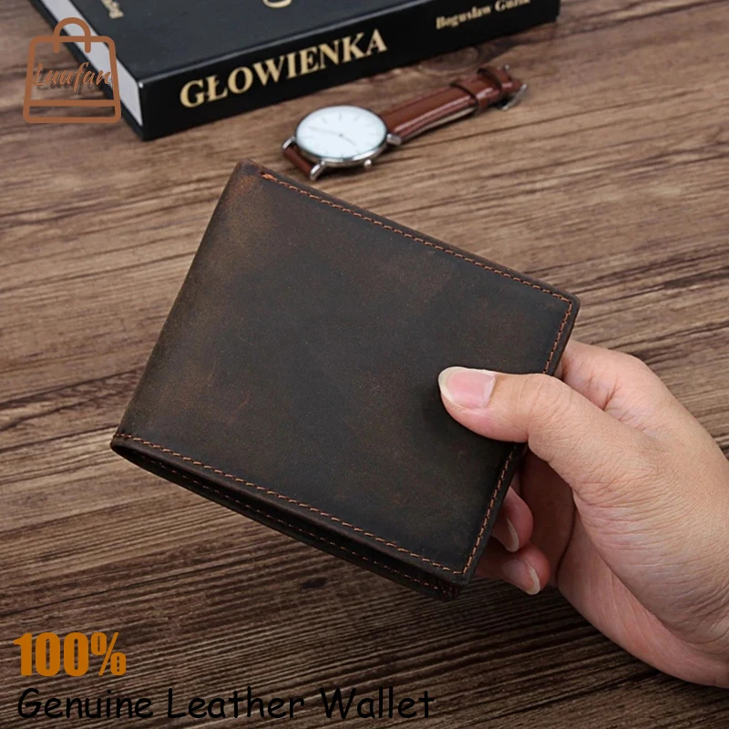 

Мужские кошельки Luufan из натуральной кожи, короткий кожаный кошелек, держатель для карт, двойной кошелек, Carteira 8077R, новинка 2021, высокое качест...