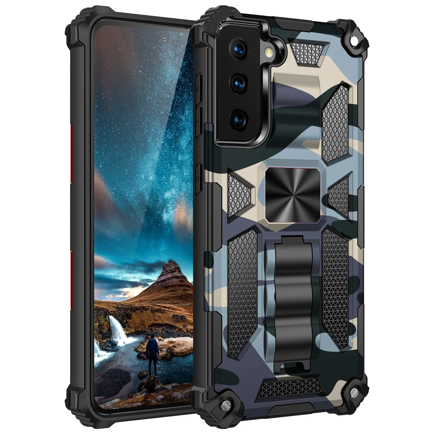 

Armor Case for Samsung Galaxy S21 Ultra S20 FE S20 Note 20 Ultra A51 A71 Camouflage Anti Fall Coque Protective Phone Case Cover