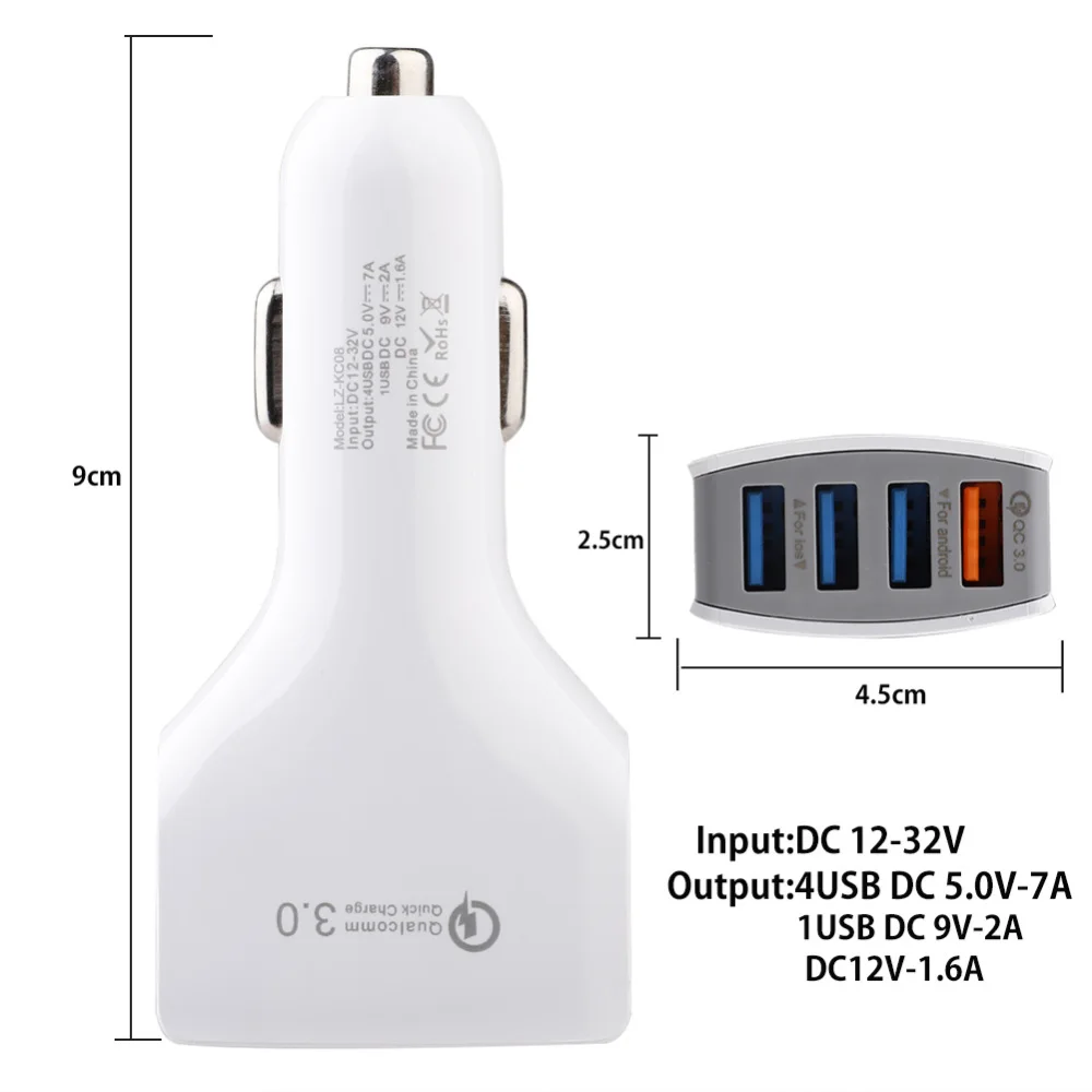 Автомобильное зарядное устройство с 4 USB-портами 3 0 7A QC3.0 | Мобильные телефоны и