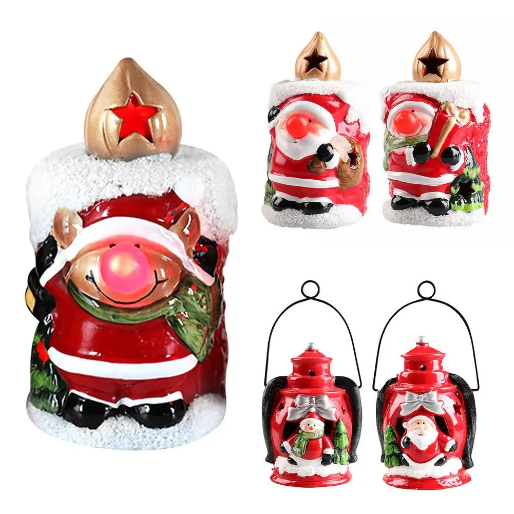 

Christmas Snowman Lantern Portable Santa Claus Candle Light Xmas Tree Hanging Oil Lamp New Year Home Party Decoration Table Lamp