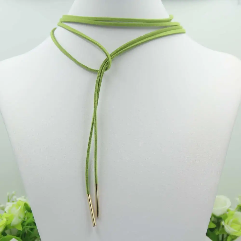 Green Gold Британский ковбойский женский воротник рубашка цепь веревка бант Боло аксессуар бабочка Девушка искусственная кожа ожерелье ретро сплав голова чокер галстук-бабочка - Цвет: Green Gold