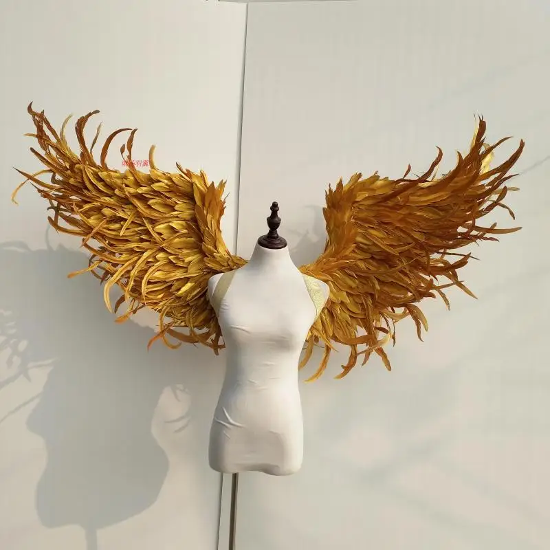 

Creative Shiny Gold Feather Angel Feather Wings Adult Model Walk Show Cos Party Wing Shooting Props Murals Wall Decoration Prop