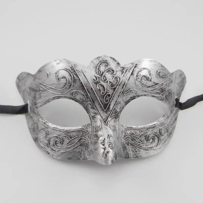 antique silver Вечерние мужские полированные Античные Серебристые/Золотые Венецианская маска Марди Грас маскарадные Вечерние Маски Для Взрослых Маска на половину лица маска для глаз - Цвет: antique silver