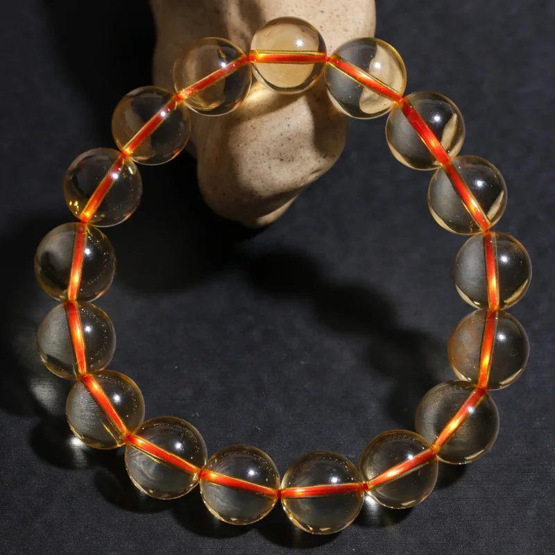 

Natural Brazil Orange Crystal Bracelet Citrine Single Circle Hand String Saffron Crystal Men And Women Ornaments Gift