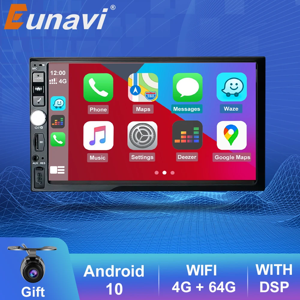 

Eunavi 2 din android car radio universal Car Multimedia player Radio Stereo GPS NavigationWiFi Touch Screen DSP auto no dvd cd