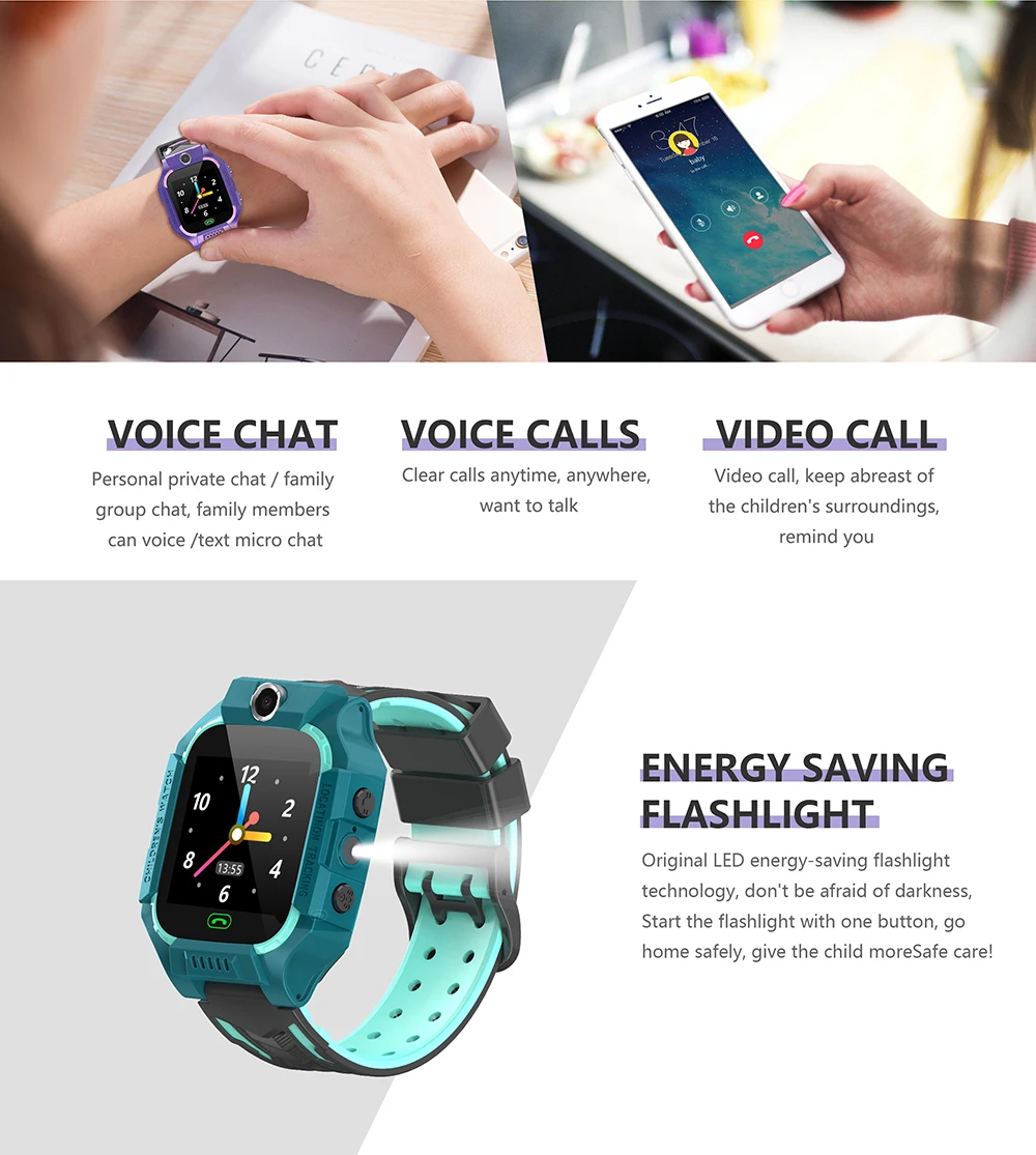 Детские Смарт часы с камерой фонариком сенсорным экраном экстренными вызовами LBS