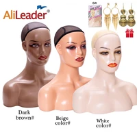 alileader cheap 1pcs realistic mannequin head with shoulders pvc training mannequin heads for display wigs hat jewelry glasses