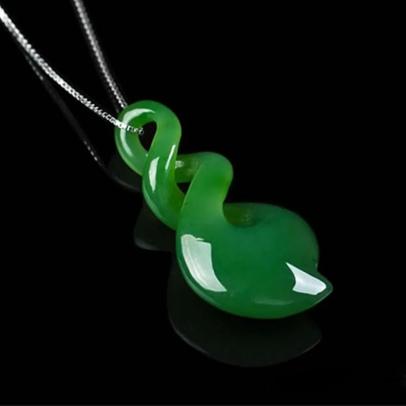 Прямая поставка женское ожерелье с подвеской подвеска зеленым нефритом подарок