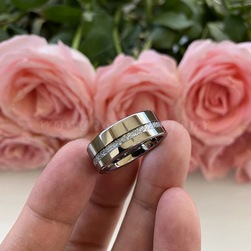 Мужское вольфрамовое кольцо 8 мм Женское Обручальное полированная блестящая