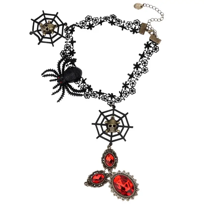 1 шт. женское черное ожерелье с черепом в виде паука на Хэллоуин шикарный