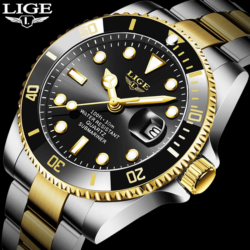 

Relogio Masculino 2020 New Watches Men Luxury Brand LIGE Chronograph Men Sports Watches Waterproof Full Steel Quartz Men's Watch