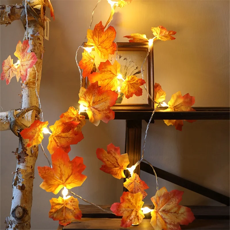 

Artificial Maple Leaves Garland Led Fairy String Lights for Christmas Decoration Autumn String Light Wedding Holiday Party Decor